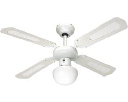 Plafondventilator 107 cm met Licht – 3 Snelheden – E27 Fitting – Wit met Lichtgroene Bladen