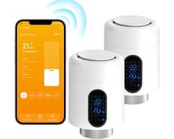 WiFi Radiatorthermostaat met App-bediening en 7 Ventieladapters – Wit – 2-pack
