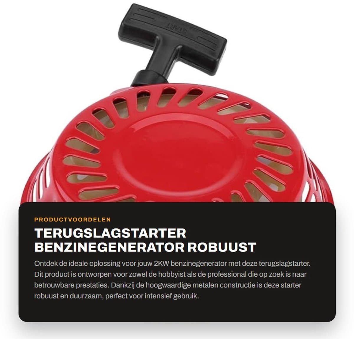 Dailygoods- Terugslagstarter voor 2KW 168F Benzinegenerator - Hoogwaardig Metaal - Eenvoudige Installatie - Schokbestendig - Laag Geluidsniveau - Inclusief Schroeven - Startmotor — afbeelding 1