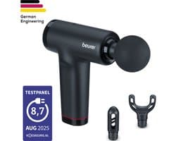 Beurer MG 89 CompactPower Professionele Massage Gun – Diepe Spiermassage – 10 mm Slagdiepte – 5 Snelheden – 3 Opzetstukken – USB-C – Stil – Spierherstel & Ontspanning – 3 Jaar Garantie
