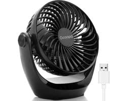 USB Tafelventilator - Stil - 3 Snelheden - Opvouwbaar - 360° Verstelbaar - Compact - USB Aangedreven - 17 cm