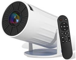 SnelShoppen - Mini-beamer 1080p 4K Draagbare Projector met WiFi 6 en Bluetooth 5.0 - Keystone, 180° Draaibaar, Ideaal voor Huis, Outdoor, Camping & Fe