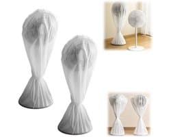 2 stuks Stofkappen - Waterdichte ventilatorkap - Stofwerende ventilatorkap - Ventilator niet inbegrepen - Ronde ventilatorkap - Volledig omsloten - Herbruikbaar - Voor vloerventilatoren, tafelventilatoren, industriële ventilatoren (60*145 cm - Wit)
