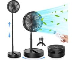 Ventilator op voet - Zomerse verkoeling - Staande ventilator - Verkoeling voor de woonkamer - De hitte te slim af - Verstelbare ventilator - Ventilator met afstandsbediening - Stille ventilator - Zwenkkop - Frisse binnenlucht - Ventilatie - Zwart