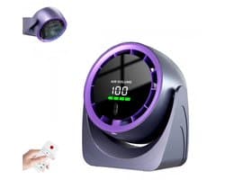 Stille bureauventilator Geschikt voor afstandsbediening, USB-voeding, 3600mAh-batterij, 105° draaibereik, Geschikt voor wand- of bureaumontage, paars.
