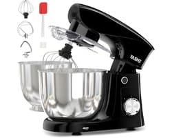 SnelShoppen - Multifunctionele Keukenmachine Standmixer 1500W met 4,5 + 5,5 L Roestvrijstalen Kommen, 10+ Snelheden, Kantelbare Kop, Deeghaak, Klopper