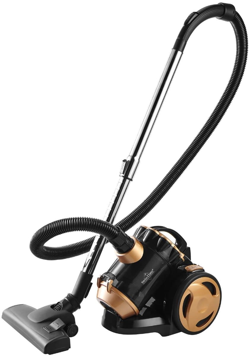 Swiss Haus® BVC2120 Stofzuiger Zonder Zak – Cycloon Stofzuiger met Krachtige Zuigkracht – 2L Stofreservoir – Telescopische Buis – Compact & Lichtgewicht - Zwart/Goud — afbeelding 1