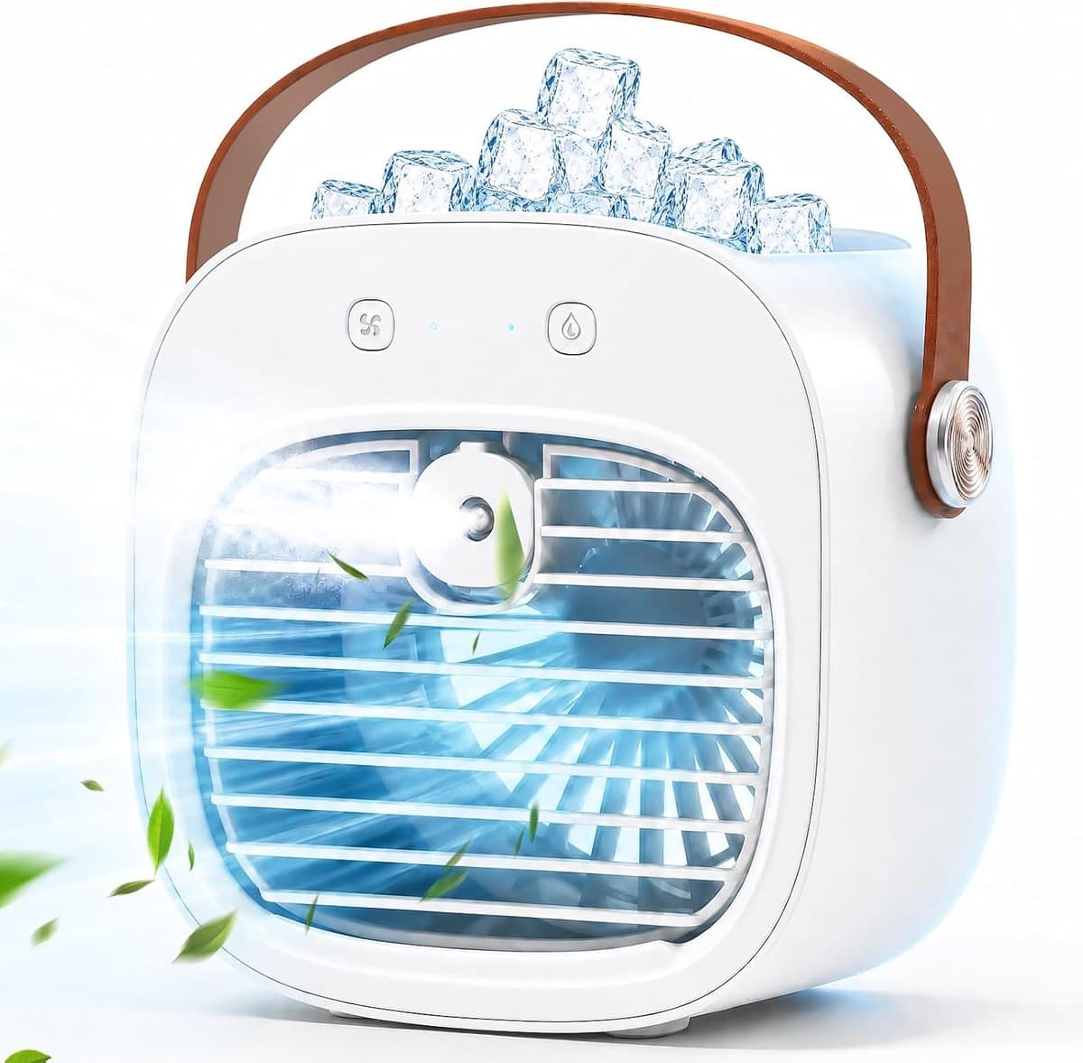 Bureauventilator - Draagbare Mini Aircooler - Oplaadbaar 4000mAh Model - 3 Snelheden Stille Bureauventilator voor Binnen en Reizen - Wit — afbeelding 1