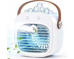Bureauventilator - Draagbare Mini Aircooler - Oplaadbaar 4000mAh Model - 3 Snelheden Stille Bureauventilator voor Binnen en Reizen - Wit