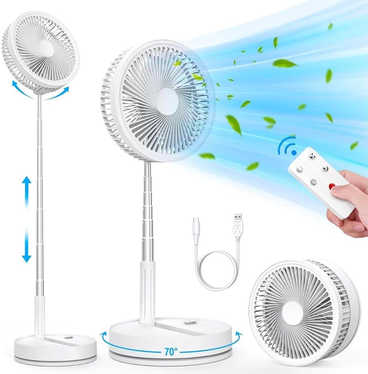 LNM® Ventilator Staand - Ventilator - Ventilator Staand Afstandsbediening - Wit - 22cm x 22cm x 11cm — afbeelding 1