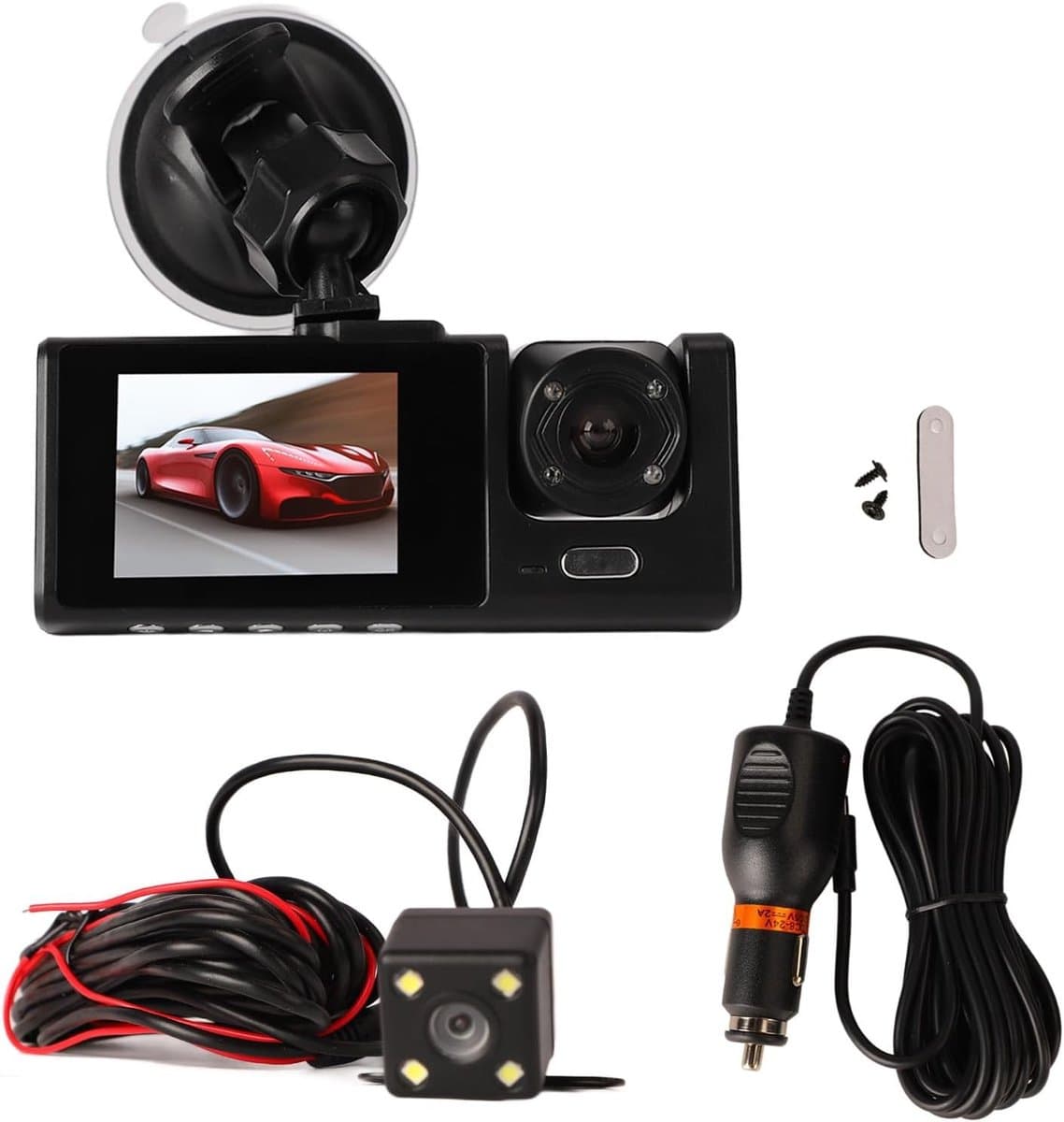 Dash Camera - Zwart - 1080p Full HD - Drievoudige Autocamera met Groothoek - Voor Veilig Rijden — afbeelding 1