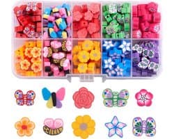 Set van 200 vlinderkralen van polymeerklei en klei in diverse kleuren, ideaal voor het maken van unieke DIY sieraden en creatieve projecten
