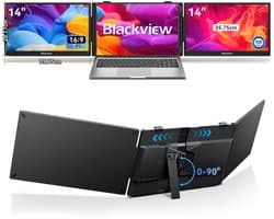 Blackview DCM5 - Draagbare Externe Monitor - 14" FHD Dubbel Scherm USB-C 100W PD - Ultradun Opvouwbaar Plug & Play Laptop scherm 13–17,3" - Grijs
