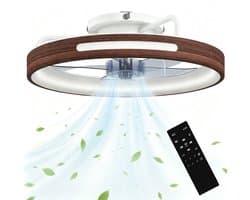 TEKROA® Plafondventilator met LED Verlichting - 40W Stille DC Motor - 6 Snelheden & 3 Kleuren - Timer - Afstandsbediening - Teakhout Look
