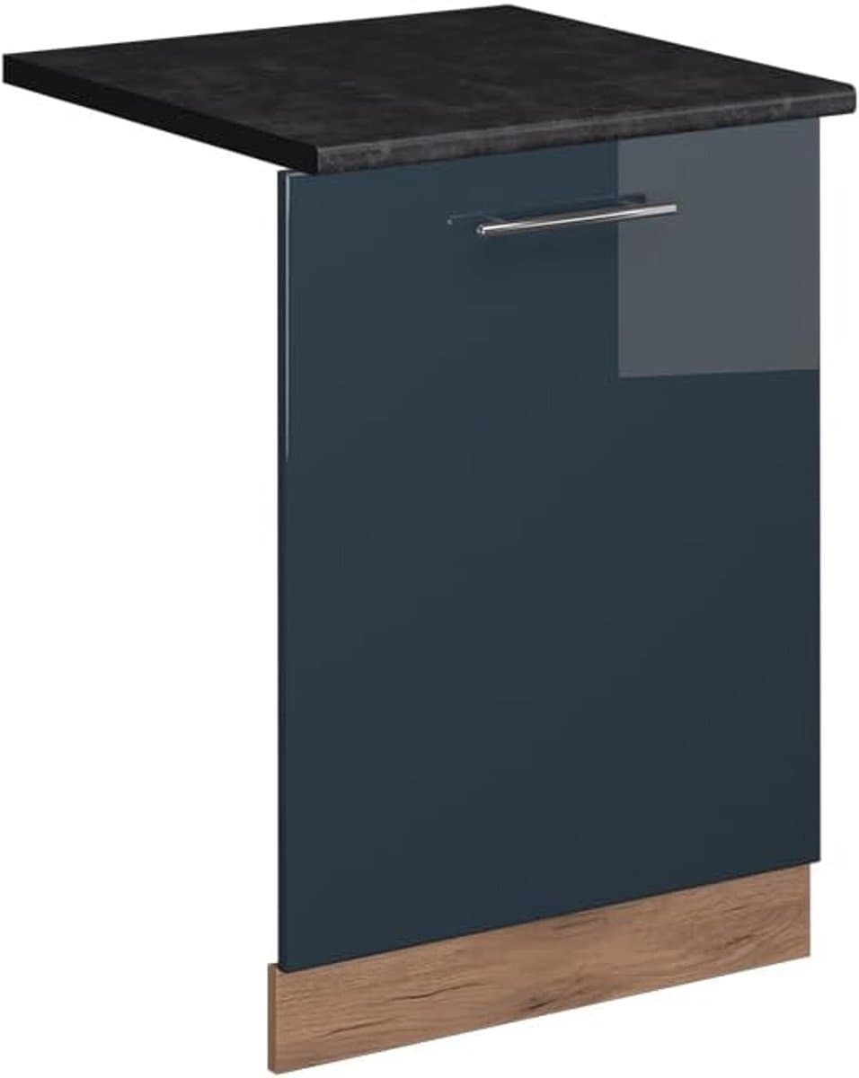 Vaatwasserfrontpaneel - Keukenfront - Inbouwkeuken - Zonder werkblad - 60 cm breed - Donkerblauw hoogglans — afbeelding 1