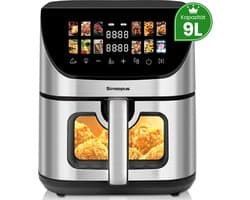 Digitale Airfryer XXL 9L Sinaopus 8005A -1800W Heteluchtfriteuse - Kleurendisplay - 12 Voorgeprogrammeerde Functies - Slimme Tijd & Temperatuurregeling - Capaciteit voor 5 Personen