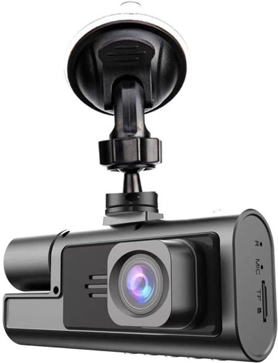 Autocamera met display, 1080p, dubbele lens, HD-recorder, groothoeklens - lusopname. — afbeelding 1