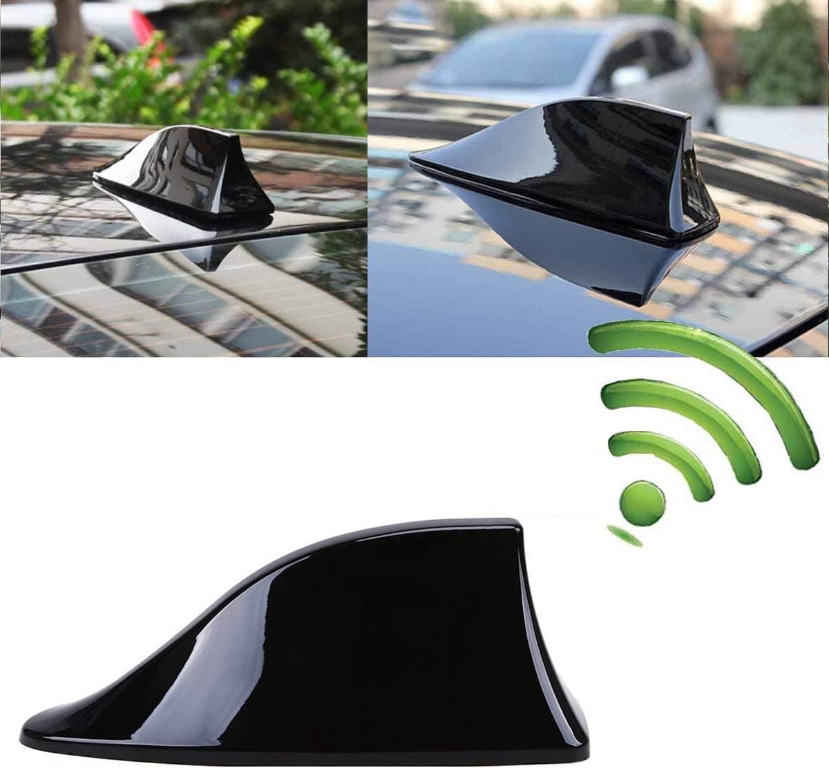 Haaienvin-Antenne Voor Auto,Universele Videoantennes Auto Antenne met AM/FM -radiosignaal met waterdichte zelfklevende basis voor auto SUV-vrachtwagen (zwart) — afbeelding 1