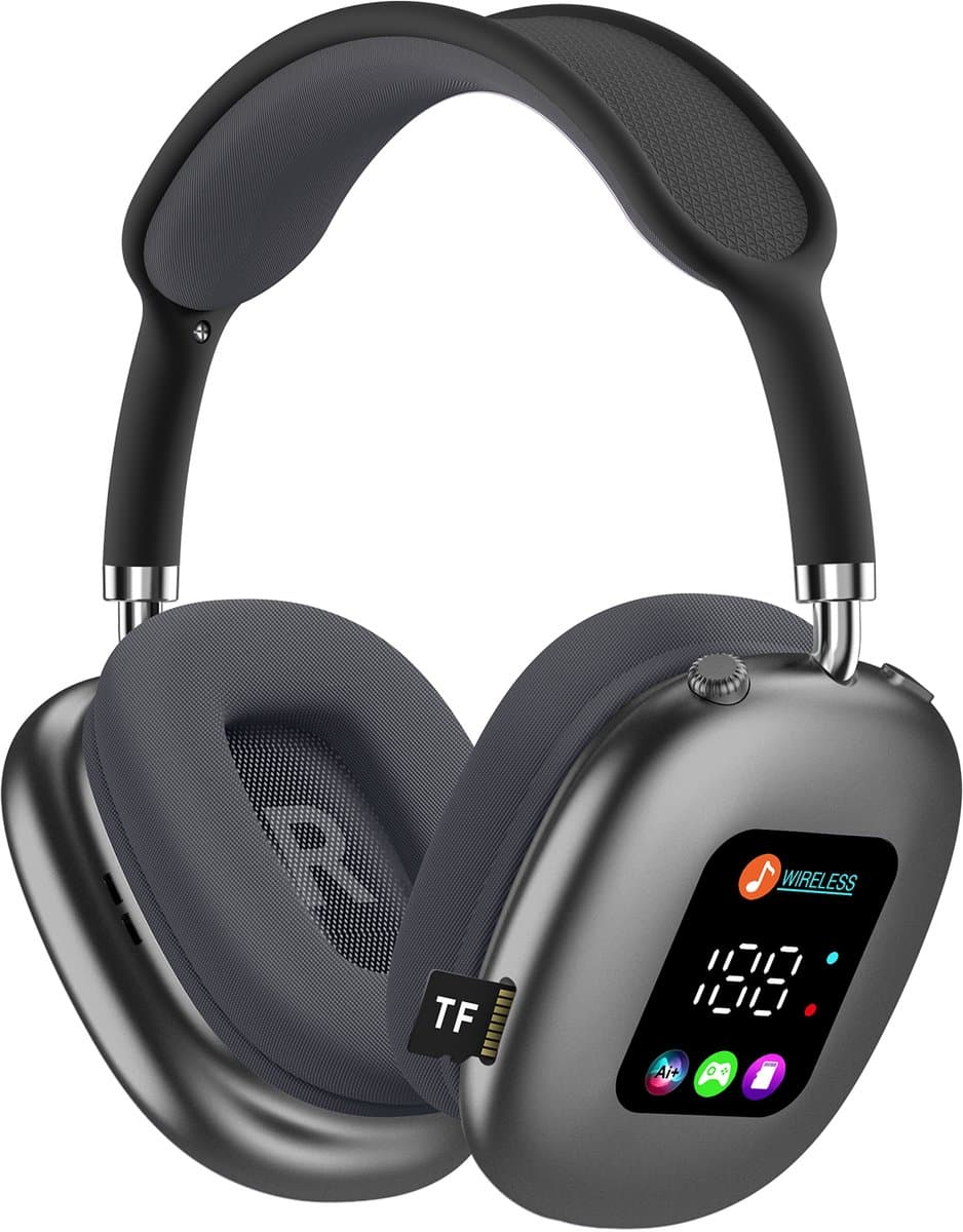 ANC-hoofdtelefoon met actieve ruisonderdrukking – draadloze hoofdtelefoon met Bluetooth 5.4 – voorzien van een digitaal LED-display – TF-kaartsleuf en opvouwbaar ontwerp – comfortabel om 24 uur per dag te dragen – geschikt voor op reis en op het werk — afbeelding 1