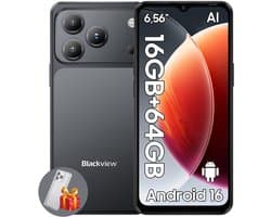 Blackview WAVE 7C Smartphone - 4G AI - DUAL SIM - 16GB RAM - 64GB ROM - Android 16 Telefoon - 6,56 inch - 5000mAh - GPS - Zwart