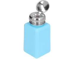 200ml Push Down Alcohol Dispenser Pomp Fles Methanol Container, ESD Veilige Anti Statische Solvent Dispenser met RVS Perskop voor Aceton, IPA Oplosmiddel (Blauw)