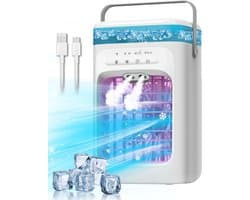 Draagbare airconditioner met ventilator - Mini verdampingsairconditioner - Beschikt over 3 windsnelheden en 2 nevelstanden - Geschikt voor slaapkamers, kantoren, woningen en campings - Wit - 178*147*295 mm