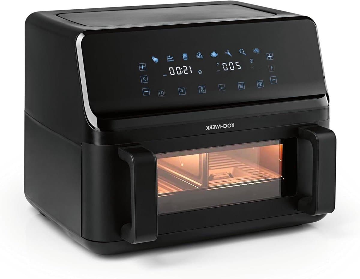 Dubbele Kamer Airfryer - Heteluchtfriteuse Airfryer met Scheidingswand - Gerechten Bereiden - Dubbele Zone Functie - 9 Liter - Zwart — afbeelding 1