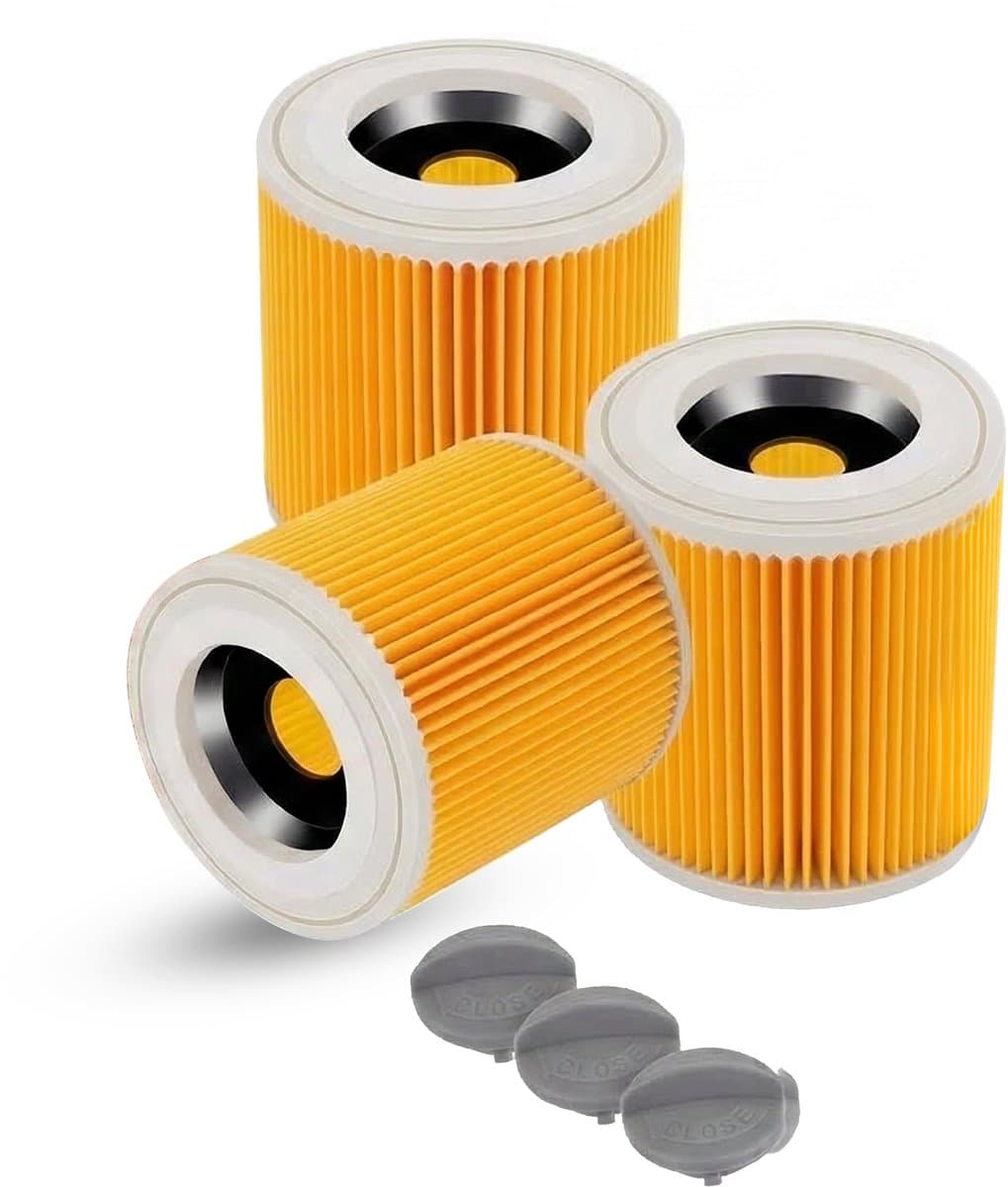 Tops Filterset 3x voor Kärcher WD1, WD2, WD3 & A-Series - Met Sluitschroeven – Nat & Droog Stofzuigerfilter – Tegen Fijnstof en Geuren — afbeelding 1