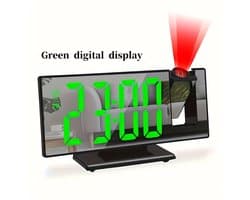 Projectie Wekker met 180° Rotatie – LED Alarmklok met Projector – USB Digitale Wekker met Temperatuur & 24u Modus – Voor Slaapkamer
