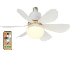 Pelor Plafondventilator met Verlichting E27 - LED Ventilatorlamp met Afstandsbediening - 3 Snelheden - 42 Inch - Wit