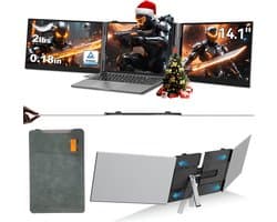 AHD® Professionele Portable Monitor - USB-C - 14.1 Inch - Double Draagbare Monitor - Portable Monitor Voor Laptop - Grijs - 2cm x 21cm x 34cm