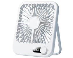 Bureauventilator oplaadbaar - 100 standen - LED display - 17 cm