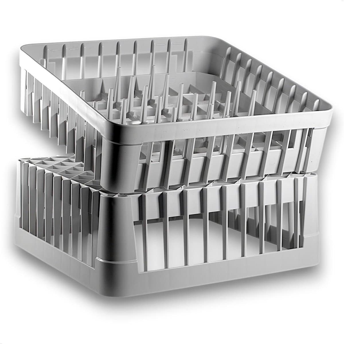 Spoelmandenset 2-delig - Vaatwassermand Gastronomie - Afwas Organiseren - Stapelbaar Kunststof - 40x40 cm - Grijs — afbeelding 1