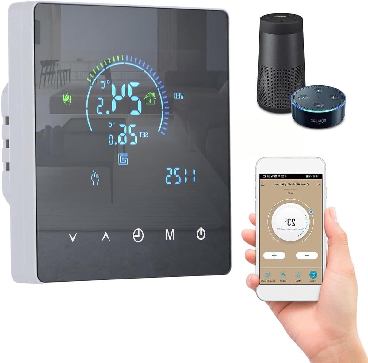 Slimme Thermostaat - Temperatuurregelaar - Verwarming Regelen - Wifi Bediening - Touchscreen - Wit — afbeelding 1
