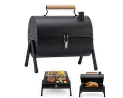 Draagbare Houtskool BBQ – Opvouwbare Barbecue met Deksel – 2-in-1 Grill & Bakplaat – Camping BBQ, Balkon BBQ, Tafel BBQ – Compacte BBQ Grill voor Tuin & Outdoor