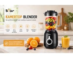 Bear tafelblender LLJ-B12K1 1,2 L 500 W 2 snelheden + pulsfunctie 4 roestvrijstalen messen