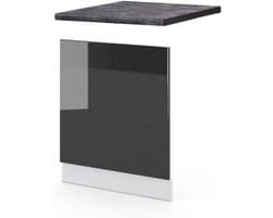 Vaatwasser paneel - Keukenfront Antraciet - Keuken afwerking - Soft close scharnieren - 60 cm breed - Antraciet Hoogglans