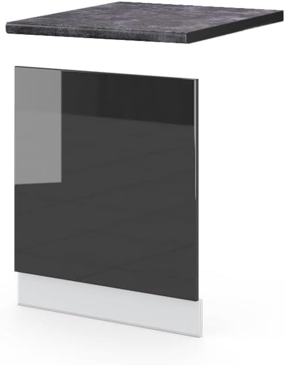 Vaatwasser paneel - Keukenfront Antraciet - Keuken afwerking - Soft close scharnieren - 60 cm breed - Antraciet Hoogglans — afbeelding 1