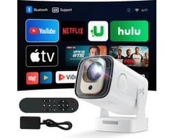Mini Beamer - Android 11 - WiFi 6 & Bluetooth 5.4 - Full HD 1080P Ondersteuning - 180° Draaibaar - HY260 Pro