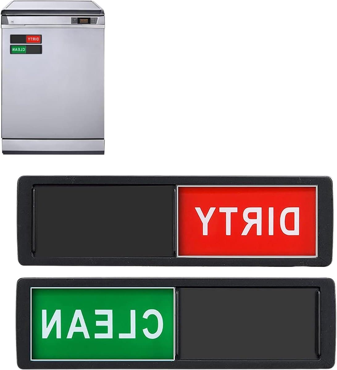 Vaatwasser Magneet - Schoon Vuil Indicator - Keuken Organisatie - Dubbelzijdig Display - 17.8 cm Lengte - Zwart — afbeelding 1
