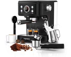 Empstorm EM‑04E Espressomachine 20Bar - 2-in-1 Capsule & Gemalen Koffie - PID Temperatuurregeling - 1,5L Watertank - RVS Filter- Warmhoudplateau - Thuis Kantoor Koffieapparaat Zwart
