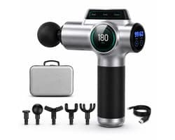 Jurrys Massagegun - Massageapparaat - Massagetoestel - Spiergun - Professioneel - Herstel bevorderend - Lichtgewicht - LCD - Zilver