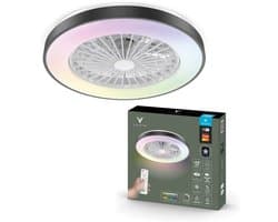 Varin® Plafondventilator met verlichting - Zwart - Tuya Wifi - LED 30W RGBW - Ø 50cm - Super stil - Afstandsbediening smart lamp - Plafondlamp slaapkamer - Plafonniere woonkamer - Plafondlampen - Plafond lamp - Verlichting kinderkamer - Ventilator