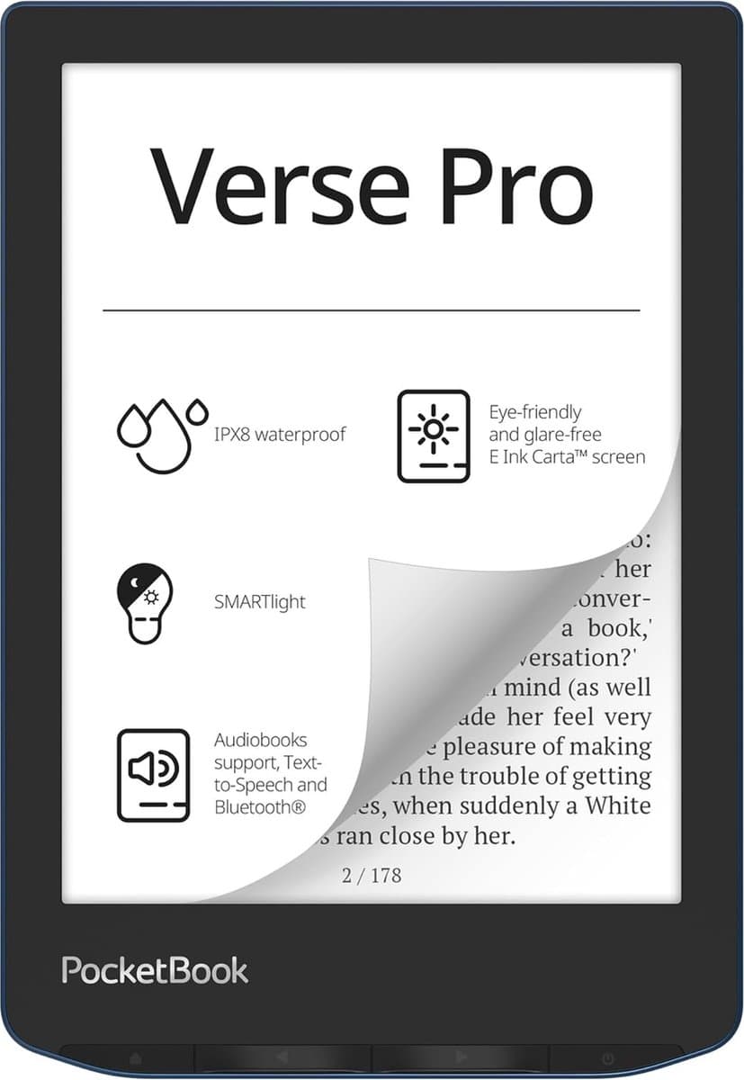 Verse pro - E reader - Bluetooth - Wi-Fi - 1072 × 1448 pixels - Touchscreen - 186gram - Smartlight - IPX8 - 69inch - 16GB - CBR - Zwart - — afbeelding 1