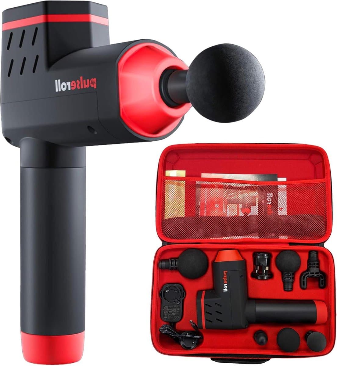 Massage gun - Pro Atleet Grade Percussie Handheld Diepe Weefselspier - Volledige Grootte - 4 Snelheden - 4 Koppen & Draagtas - Zwart massage gun — afbeelding 1
