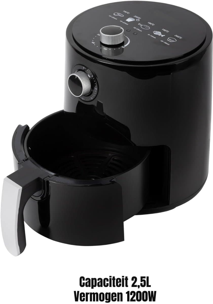 Florixa® Mini airfryer - Airfryer - Airfryer klein - Zwart - 27cm x 27cm x 32cm — afbeelding 1