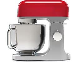 Nexvo® Mixer met Mengkom - Keukenmachine - Deegmixer - Inclusief Accessoires - RVS- Zilver/Rood - 39cm x 24cm x 36cm