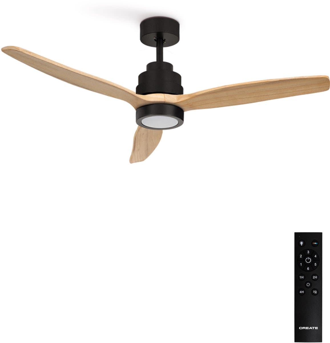 CREATE - Stille plafondventilator met technische ABS bladen 40W (Ø132cm) - Met licht LED - Afstandsbediening - 6 snelheden - Programmeerbaar - WIND STYLANCE — afbeelding 1