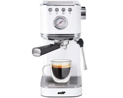 Elit Perfetto 2in1 espresso machine- 20 Bar- Geschikt voor cups en gemalen koffie- 1350W- Compact koffiezetapparaat- Wit