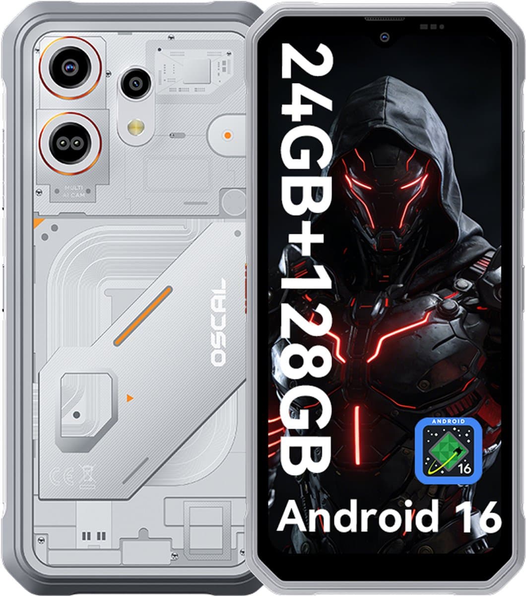 OSCAL MARINE 3 - Robuuste Smartphone - 4G - 24GB RAM - 128GB ROM - 6.56 inch - Robuuste Telefoon - Nachtzicht - Android 16 - NFC - GPS - Wit — afbeelding 1